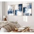 thumbnail image 3 of 3 Pcs Navy Blue Abstract Canvas Wall Art Modern Minimalist Neutral Blue and Grey Paintings Pictures Wall Decor Poster Print Artwork for Living Room Bedroom Office Home Decoration, 3 of 5