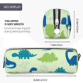 thumbnail image 3 of Yiaed Cute Dinosaur Blue Green Print Leather Pencil Case - Leather Pen Pencil Holder - Elegant & Practical Pencil Pouch for Work & Office, 3 of 7