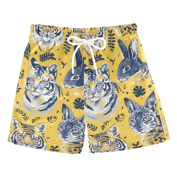 joogoo Boys Swim Trunks Cute Animals Tiger Rabbit Beach Board Shorts Drawstring Swimsuit S