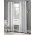 thumbnail image 4 of Grey Striped Semi Sheer Window Curtains 84 Inches Long, Modern Farmhouse Gray White Stripes Rod Pocket Voile Silky Chiffon Curtain Light Filtering Drapes for Living Room, Kitchen, 52"x84", 2 Panels, 4 of 9