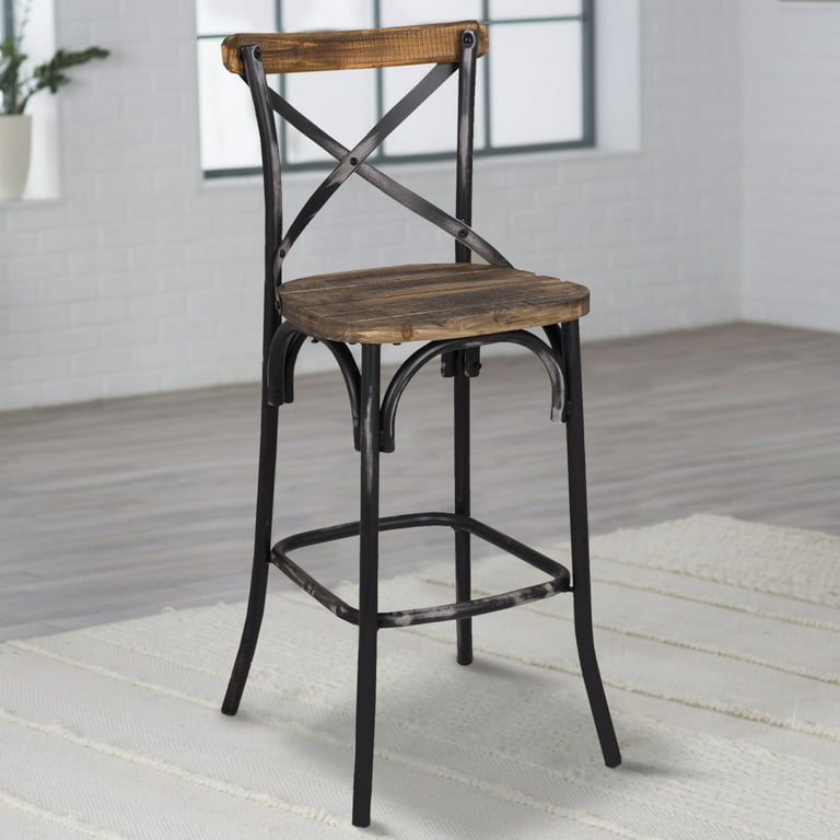 Acme Furniture Zaire Bar Chair 1Pieces in Black Antique Oak Finish for Dining Areas Indoor Walmart