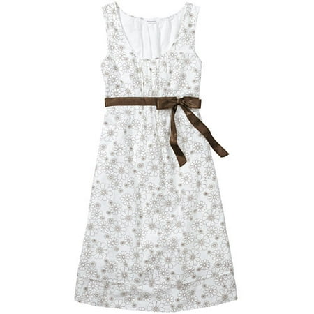 Juniors Sleeveless Daisy Dress with Satin Sash