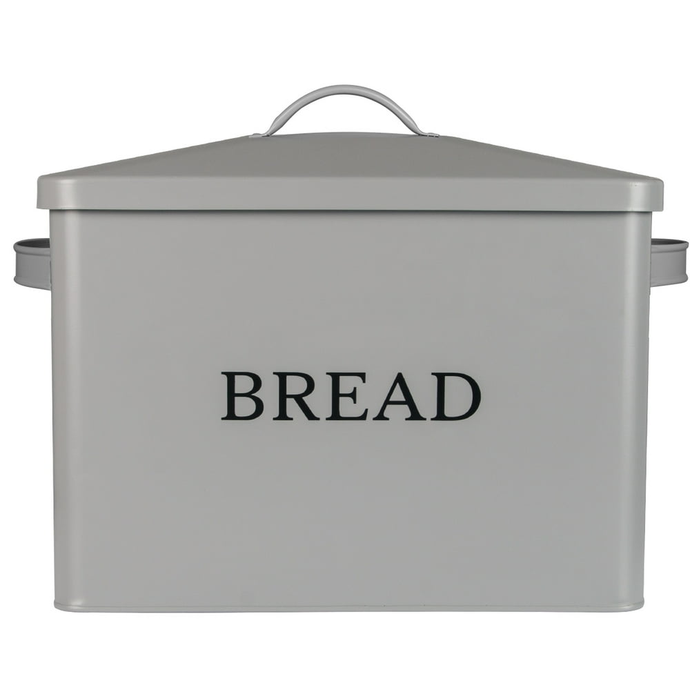 Extra Large Gray Bread box Vertical Vintage Metal Bread Bin With Lid