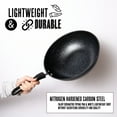 thumbnail image 3 of DURANITRO 4 Piece Nitrogen-Hardened Honeycomb Nonstick Carbon Steel 8” and 12” Frying Pans, 12” Wok, and 12” Glass Lid Cookware Set – Easy to Clean, Suitable for All Stovetops- FREE GIFT INCLUDED, 3 of 6