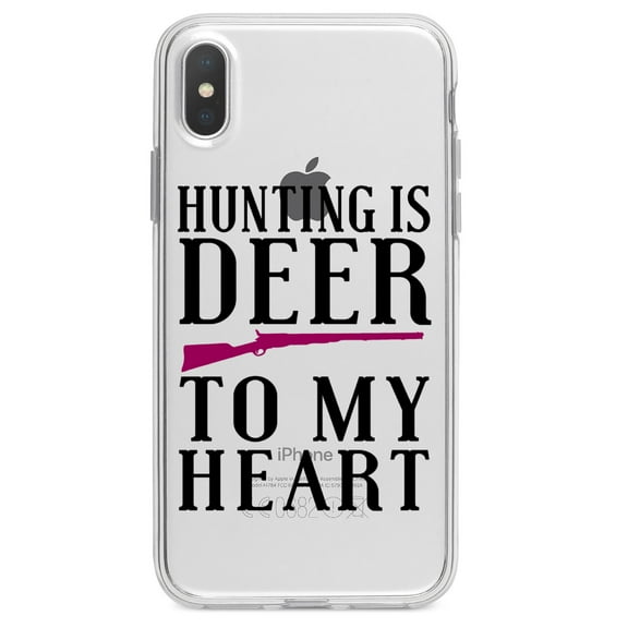 DistinctInk Clear Shockproof Hybrid Case for iPhone XS Max (6.5" Screen) - TPU Bumper Acrylic Back Tempered Glass Screen Protector - Hunting is DEER to My Heart