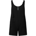 thumbnail image 4 of LEKODE Spaghetti Strap Romper Womens Rompers for Summer Jumpsuits for Women Summer Pants Sets Women 2 Piece Outfits Jumpsuits Rompers Short Romper Boho Jumpsuit Linen Sets for Women 2 Piece Black 3xl, 4 of 8