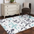 thumbnail image 3 of Area Rug for Living Room, Aqua Grey Botanical Non-Slip Indoor Large Carpet for Bedroom/Dining Room, Watercolor Spring Floral Summer Leaf Washable Low-Profile Rectangle Floor Runner Rugs - 4 x 6 Ft, 3 of 8