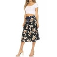 thumbnail image 4 of Women's Casual Floral A-line Printed High Waist Bow Tie Belted Knee Length Midi Skirt, 4 of 6