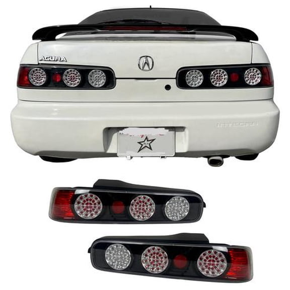 Fits 1994-2001 ACURA INTEGRA 2DR LED LOOK BLACK TAIL LIGHTS LEFT RIGHT