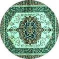 thumbnail image 1 of Ahgly Company Machine Washable Indoor Round Persian Turquoise Blue Traditional Area Rugs, 4' Round, 1 of 4