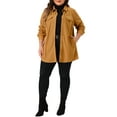thumbnail image 2 of Agnes Orinda Plus Size Women's Corduroy Shirts Long Sleeve Button Down with Pocket Long Shackets Jacket 1X Yellow Brown, 2 of 6