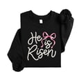 thumbnail image 4 of He Is Risen Easter Sweatshirt for Women - Pearl Bow Christian Faith Pullover Black Sweatshirt Adult X-Large, 4 of 7