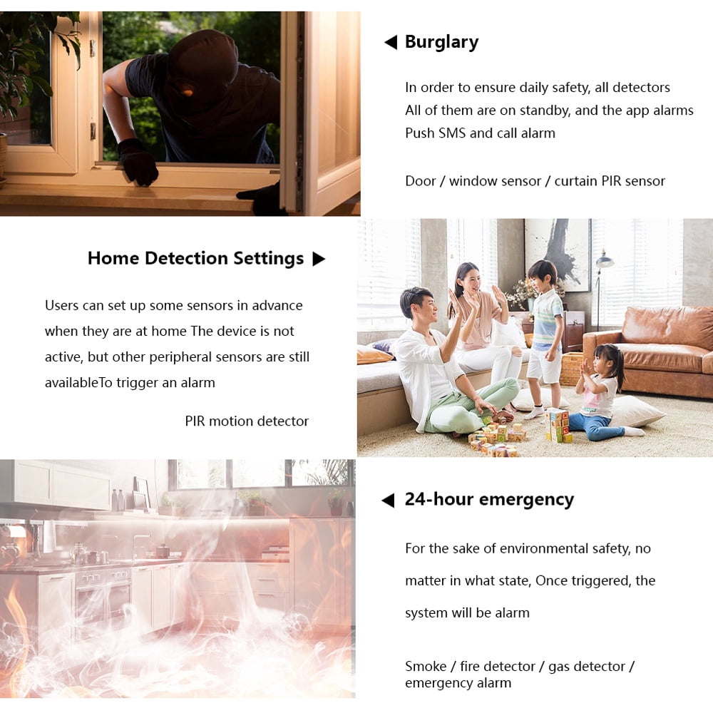 2G WiFi TY Wireless Home Alarm System 4.3-inch Full Touch Screen Alarm Panel with Fingerprint Unlocking SOS Anti-theft Alarm Temperature and Humidity Wireless Alarm System for Home Security