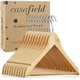 thumbnail image 6 of Casafield 10 Wooden Suit Hangers, Natural - Non-Slip Pant Bar & Swivel Hook, 6 of 7