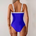 thumbnail image 3 of Womens Color Block Swimwear Notch Neck One Piece Swimsuits for Women Tummy-Control Ruched High Cut Swimming Suits Blue, XL, 3 of 6