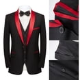 thumbnail image 3 of Beauty Emily Mens 3-Piece Suit Notched Lapel One Button Slim Fit Formal Jacket Vest Pants Set, 3 of 5