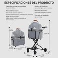 thumbnail image 2 of Carreola para Mascotas Plegable y Ligera - Cochecito Portátil con Transportín Desmontable para Perros y Gos, Ideal para Viajes, Caminas y Compras, hasta 15 kg de Capacidad, 2 of 5