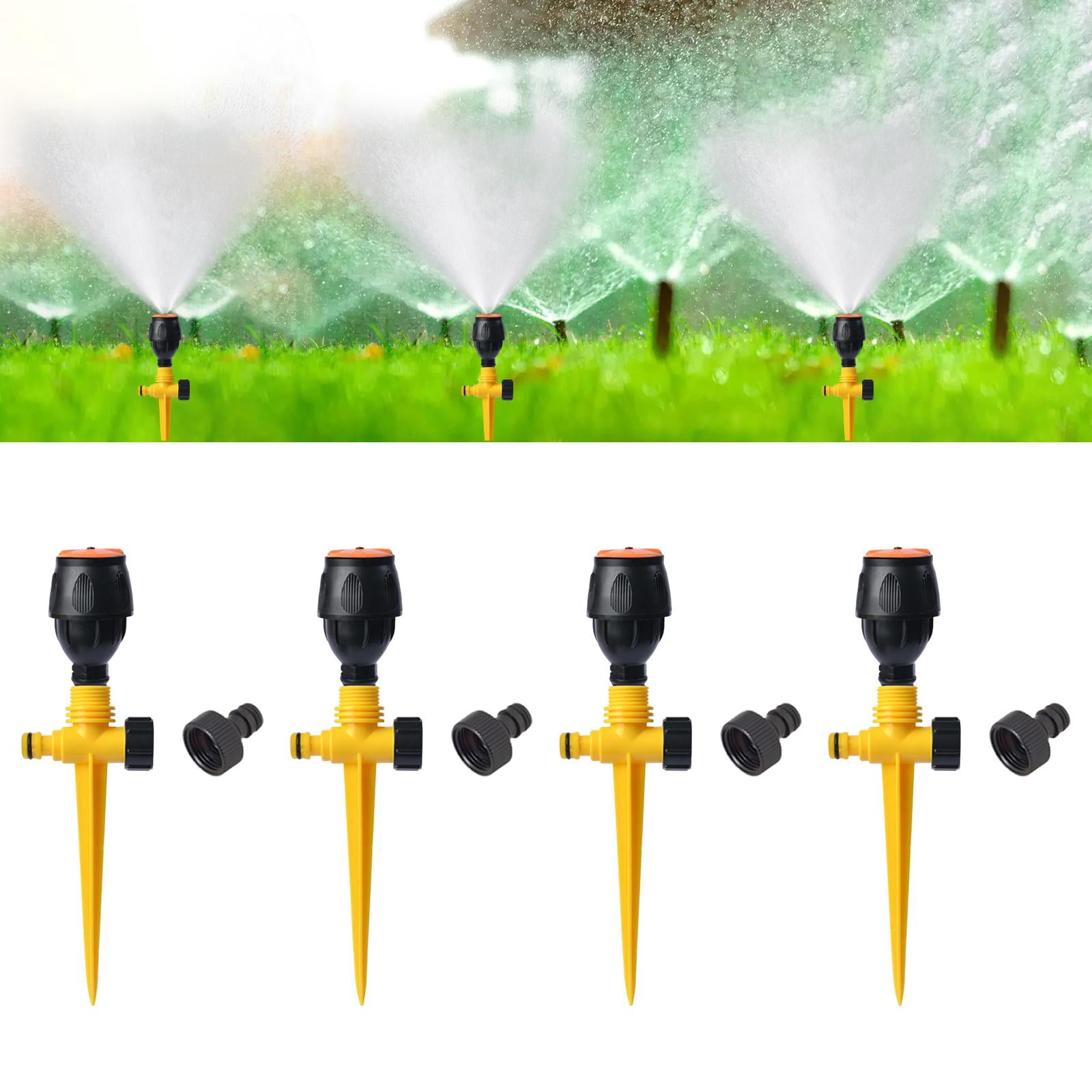 Bothyi 4x Rotating Garden Sprinklers Lawn Sprinklers Gardening Tools Versatile Supplies Yellow