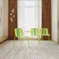 thumbnail image 3 of 4-Pack Modern Color Block Chairs - Durable Metal Legs & Weatherproof PP Seats, Bright Yellow/Orange/Green - Living Room, Café & Patio Furniture, 3 of 9