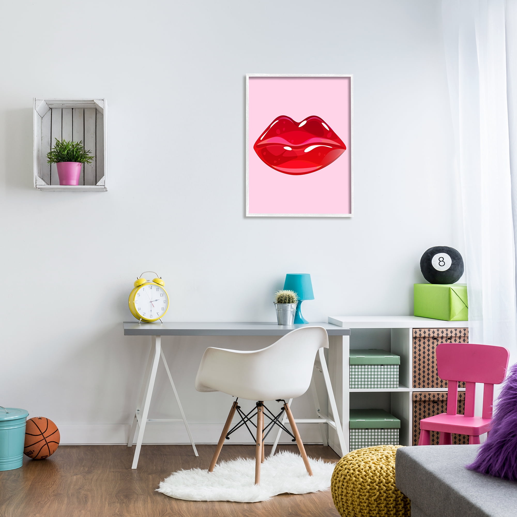 Stupell Industries Pink & Red Candy Lips Art for Kids Painting White Framed Art Print Wall Art, 24 x 30