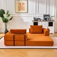 thumbnail image 4 of Convertible Sleeper Sofa Bed with Cylindrical Pillow, Corduroy Folding Mattress Couch for Living Room, Bedroom, Studio, Orange, 4 of 7