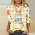 thumbnail image 2 of lcziwo Back to College Sale Easter Shirts for Women Spring 3/4 Sleeve Crewneck Blouses Novelty Eggs Pattern Tee Cute Rabbit Graphic Tunic 2025 Holiday Tops Yellow L, 2 of 6
