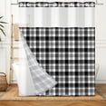 thumbnail image 5 of MIZHONA Black and White Shower Curtain with Snap in Liner，Plaided Fabric Bathroom Curtain,71"× 86", 5 of 6