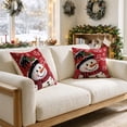 thumbnail image 7 of Sm:)e Snowman Red Winter Christmas Throw Pillow Cover 18x18 Inch Set of 2, 7 of 7