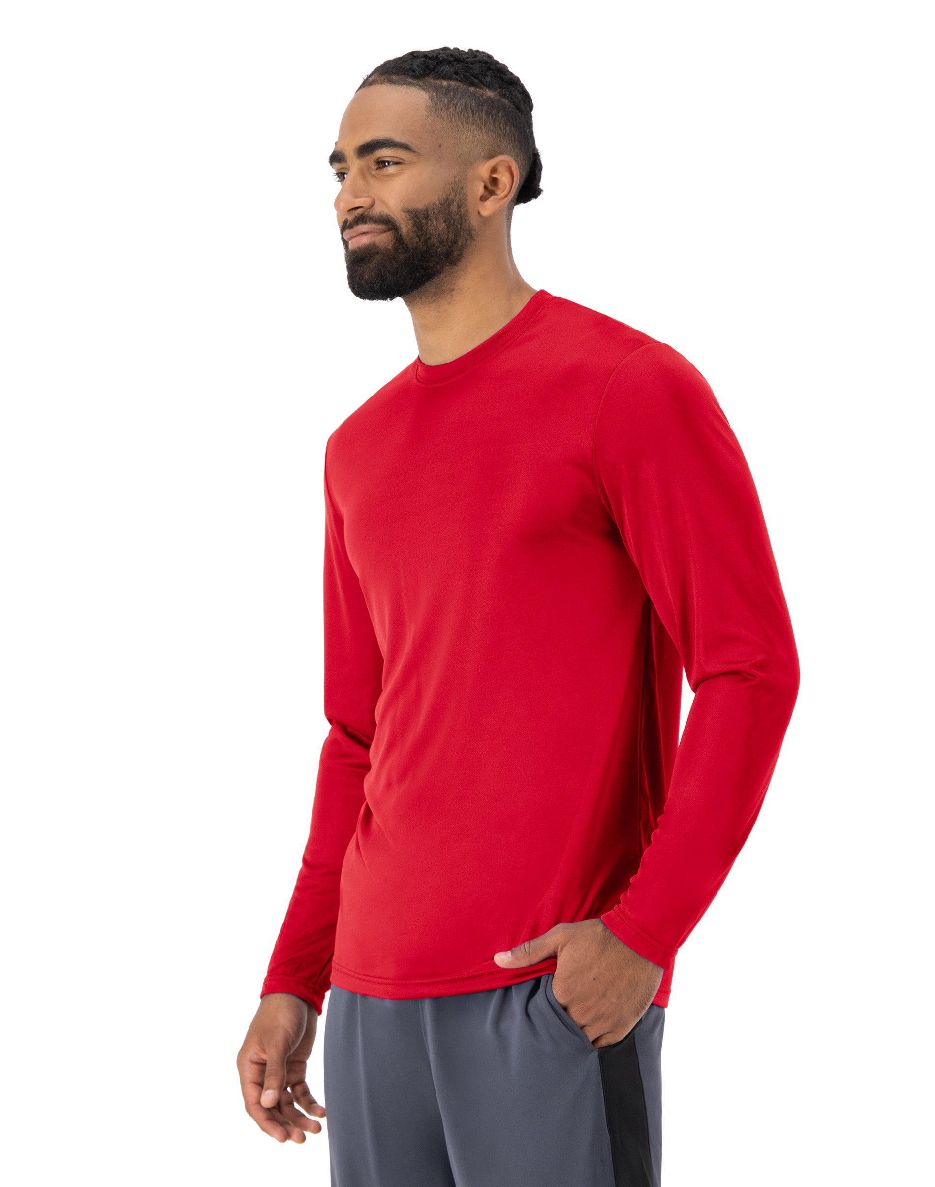 Hanes Cool DRI Performance Long Sleeve T-Shirt, Quick-Drying Training Tee, UPF 40+