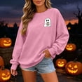 thumbnail image 2 of CONZONE Halloween Womens Sweatshirts Cute Ghost Graphic Oversized Sweatshirt for Women Spooky Season Fall Winter Pullover Tops, 2 of 4