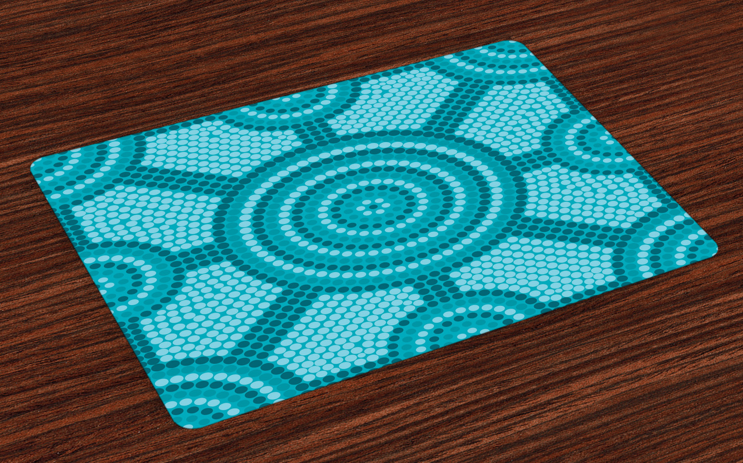 Teal Placemats Set of 4 Abstract Aboriginal Dot Painting Ancient Native
