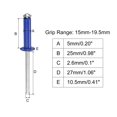 thumbnail image 2 of Unique Bargains 5mm x 25mm Aluminum Open End Flat Round Head Blind Rivets, Blue 25 Pack, 2 of 5