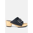 thumbnail image 2 of YORUBA Braided Black Leather Buckled Slide Clogs, 2 of 8