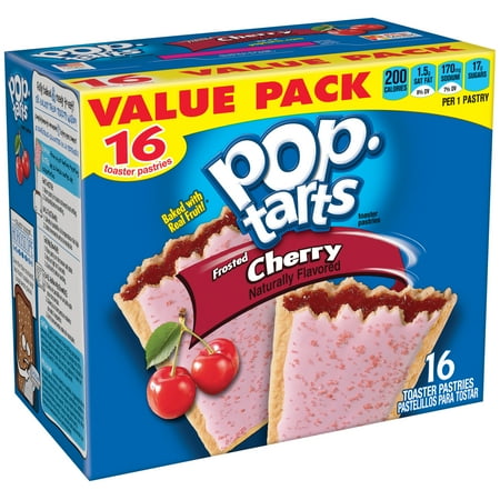 - (3 Pack) Kellogg's Pop-Tarts Breakfast Toaster Pastries, Frosted Cherry Flavored, Value Pack, 29.3 oz 16 Ct