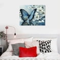 thumbnail image 5 of PRATYUS Farmhouse Blue Butterfly Wall Art Rustic Flower Pictures Wall Decor Gift Canvas Painting Prints Artwork Home Decoration Framed for Bathroom Kitchen Bedroom Living Room, 5 of 6