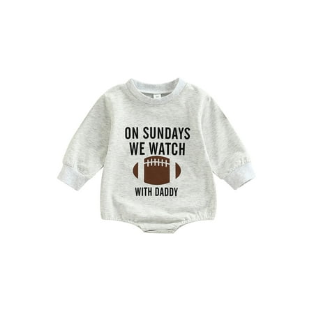 

jaweiwi Infant Baby Girls Boys Romper Rugby Letters Print Round Neck Long Sleeve Jumpsuits Spring Autumn One-Piece Clothes Size 0 6 9 12 18 M