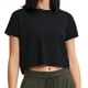 thumbnail image 1 of Camiseta Deportiva de Corta para Mujer, Holgada, Corta, Informal, para Gimnasio Negro S, 1 of 7