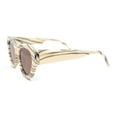 thumbnail image 3 of Thick Bevel Horned Oversized Cat Eye Fashion Sunglasses Ivory Marble - Brown, 3 of 4
