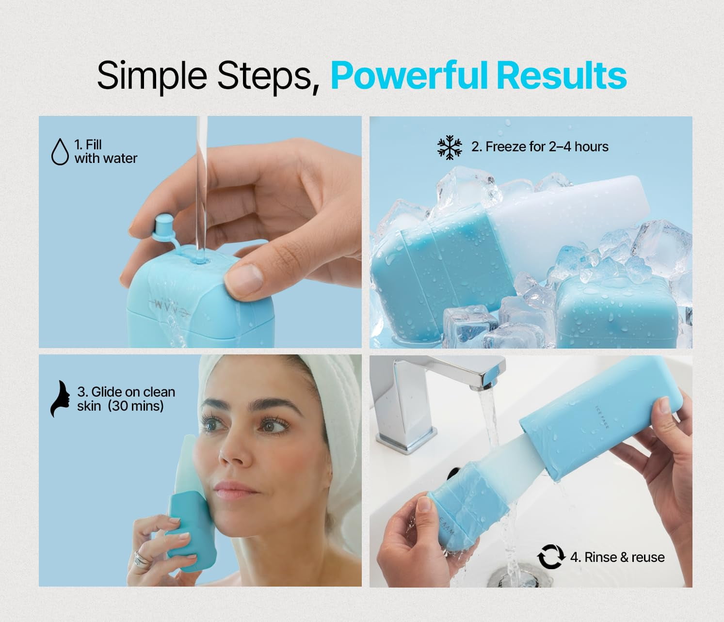 Ice Face Roller Reusable Silicone Cooling Facial Ice Roller for Face and Neck, Skincare Routine Tool for De-Puff Look, Smooth Glide Massager