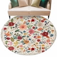 thumbnail image 6 of Watercolor Flowers Round Rug 5ft Washable Circle Kitchen Rugs Non Slip Rustic Spring Floral Botanical Beige Large Area Rug Indoor Floor Carpet for Bedroom Living Room Home Office Dining Room Nursery, 6 of 8