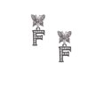 thumbnail image 2 of Delight Jewelry Black Nickeltone Crystal Initial - F - Beaded Border - Silvertone Antiqued Butterfly Post Earrings, 2 of 4
