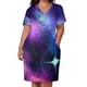 thumbnail image 3 of Vestido holgado con bolsillos y estampado de galaxia y estrellas, elegante, para mujer., 3 of 7