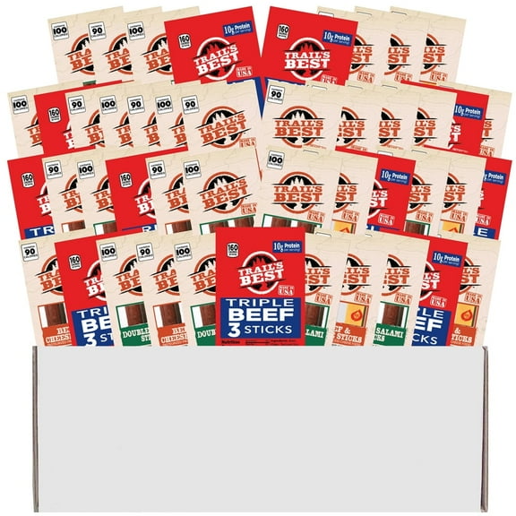 Trail's Best 45-Piece Beef & Cheese Stick Sampler Gift Box (45 assorted meat & cheese packs)
