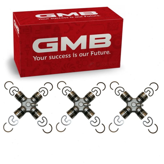 3 pc GMB Rear Shaft All Universal Joints compatible with Dodge Ram 1500 2000-2010 - Inside and Outside Lock Rings