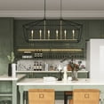 thumbnail image 3 of ACROMA  6-Light Black/ Gold  Kitchen Island Rectangle Linear Chandelier Aged Zinc & Satin Brass, 3 of 5