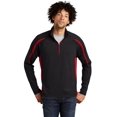 thumbnail image 1 of Sport-Tek Men's Sport Wick Stretch 1/2 Zip Colorblock 4XL Black/True Red, 1 of 5