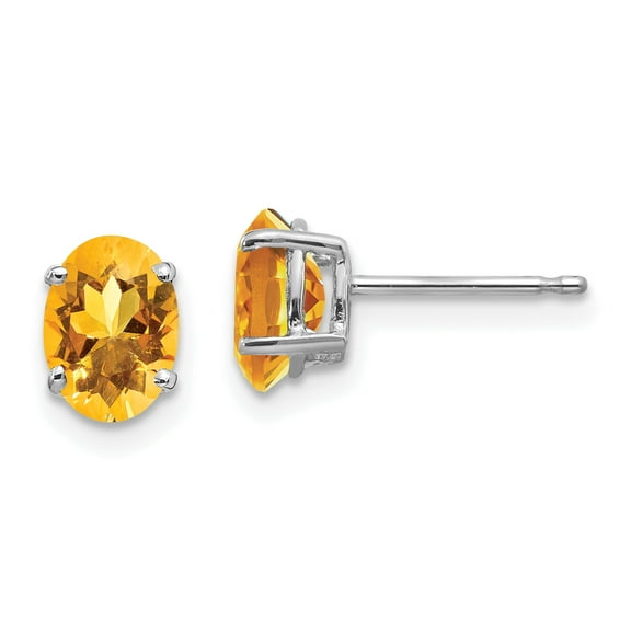 Primal Gold 14 Karat White Gold 7x5mm Oval Citrine Earrings