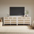 thumbnail image 3 of SICOTAS 3-Piece Bedroom Furniture Set, Rattan 7-Drawer Dresser & 2 Nightstands with 1 Drawer, Boho Farmhouse Style, White Oak, 3 of 15