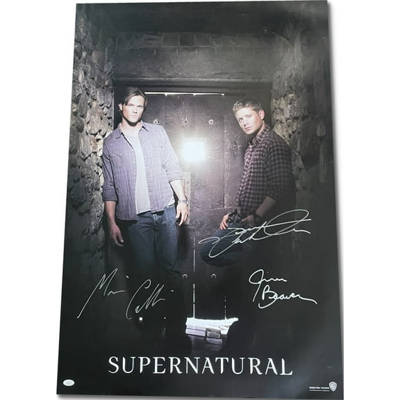 Supernatural Cast Autographed 27x40 Original WB Poster Jensen Ackles  2 JSA