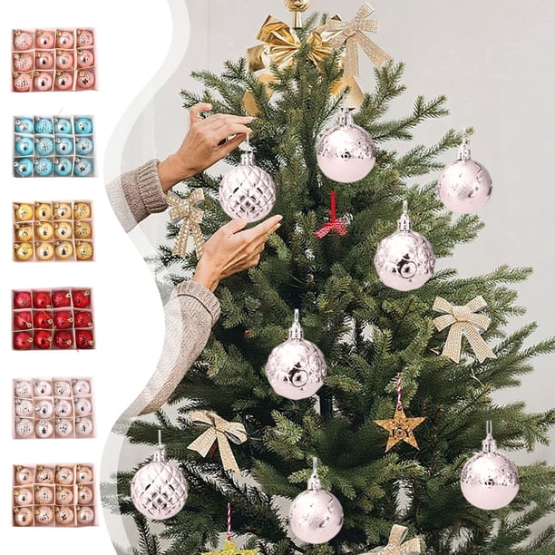 Bolas de Navidad Set de 12 piezas, Adornos de Navidad Resistentes a la Shattering, Estilos Diversos, para Árboles Navideños y Decoración de Fiestas, Bolas de Cristal, Adornos de Navidad para